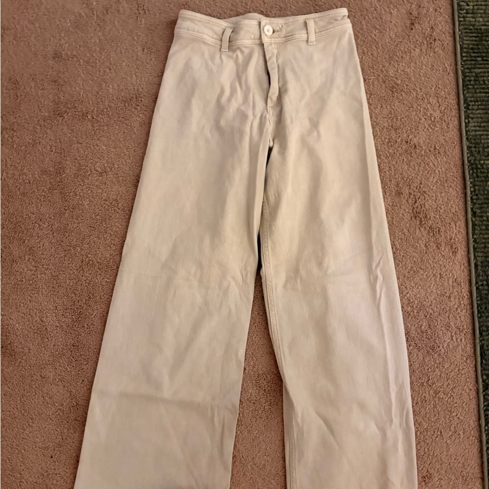 Cream/khaki Wide-Leg Pants